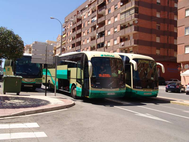 Autobuses en la Avda. de EspaÃ±a de Segorbe
