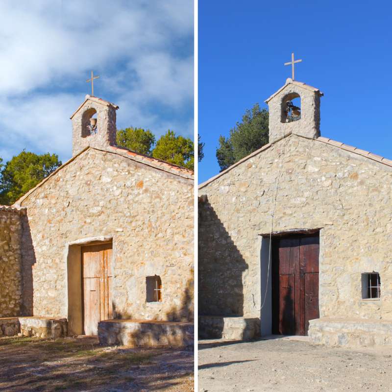 La ermita antes y despus de la reforma. EPDA