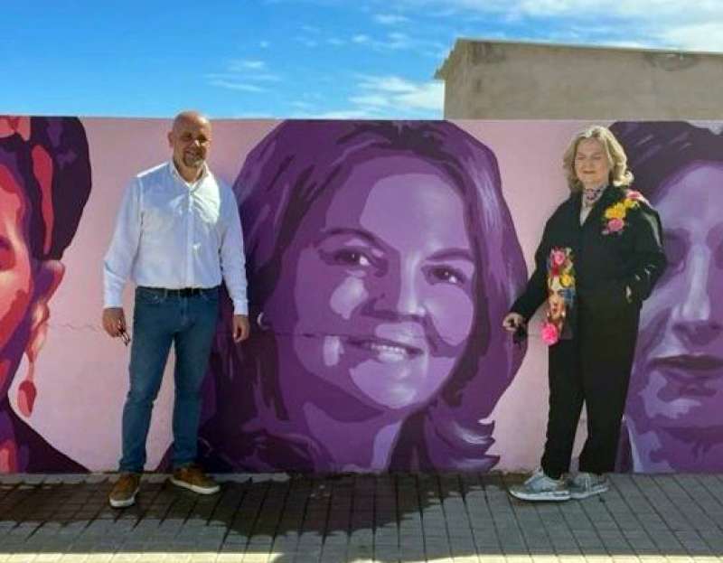 Pilar Mateo y David Quiles en el mural