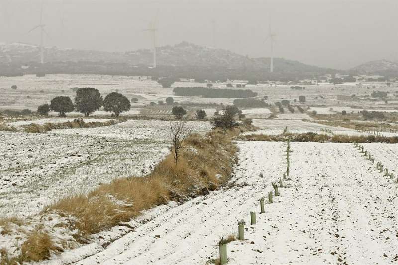 Paisaje de la comarca del Alto Palancia cubierta de nieve, en una imagen de archivo. EFE/Domenech Castelló/Archivo