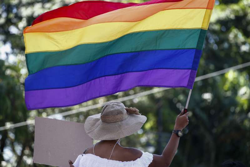 Una persona camina con una bandera arcoiris en defensa del colectivo LGTBI. EFE
