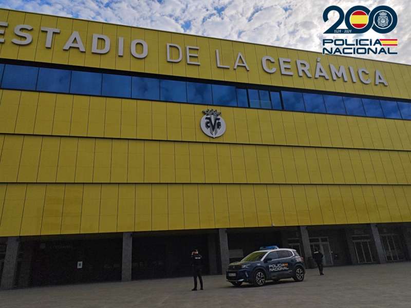 Imagen del estadio de La Cer�mica del Villarreal CF, en una imagen difundida por la Polic�a Nacional.
