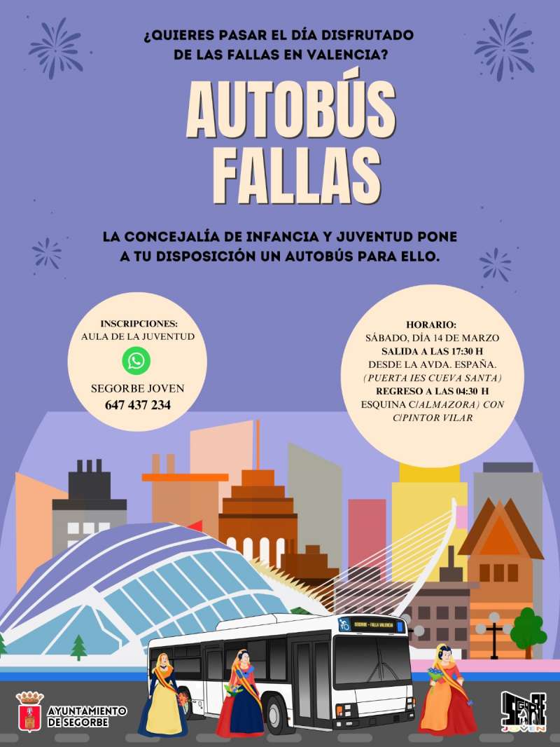 Cartel del viaje a las Fallas desde Segorbe. EPDA