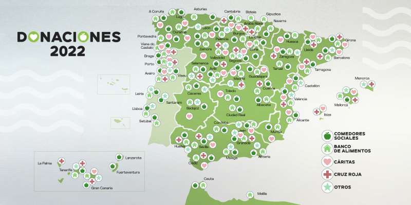 Mapa de donaciones de Mercadona. /EPDA