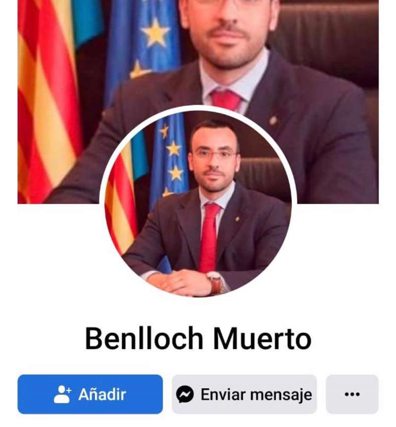 Captura del perfil denunciado facilitada por el Ayuntamiento de Vila-real. /EFE
