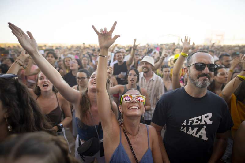 El público anima en la última jornada del festival Arenal Sound, en Burriana. EFE/Domenech Castelló
