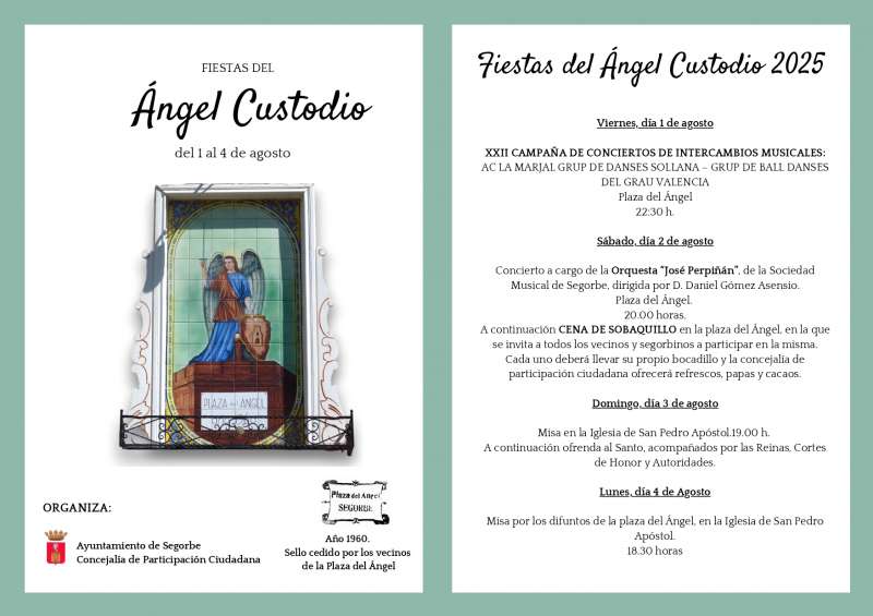 Programacin festividad ngel Custodio. EPDA